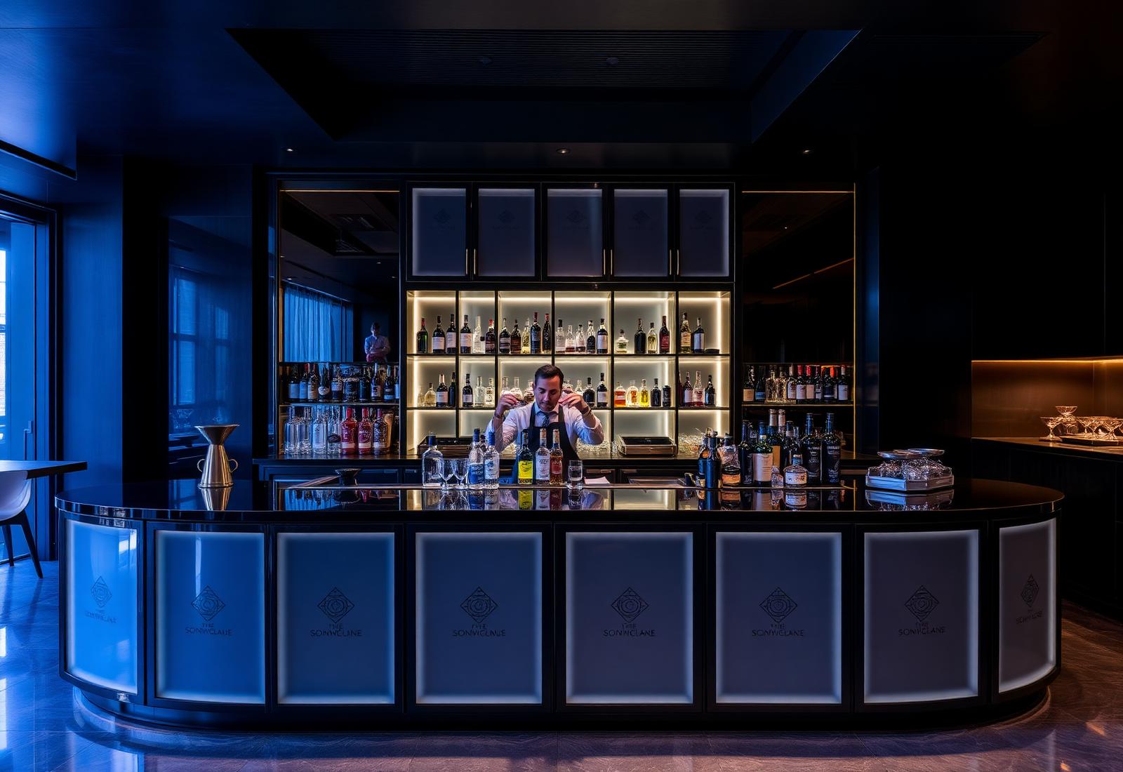 Postazione professionale The Nomhad — banco cocktail brandizzato
